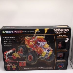 Laser Pegs Fire's Fury Monster Rally Light Up Truck Set 350 Pieces Bui…
